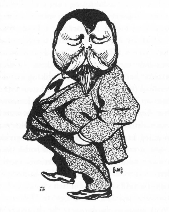 Haakon Nyhuus, tegnet av Olaf Gulbransson. Haakon Nyhuus, tegnet av Olaf Gulbransson.