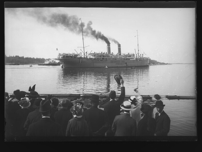 Amerikadamperen Kristianiafjord i 1916. Foto: Narve Skarpmoen/Nasjonalbiblioteket Amerikadamperen Kristianiafjord i 1916. Foto: Narve Skarpmoen/Nasjonalbiblioteket