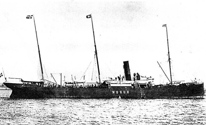 Dampskipet Norge forliste ved Rockall 28. juni 1904. Foto: Digitalarkivet/UIB Dampskipet Norge forliste ved Rockall 28. juni 1904. Foto: Digitalarkivet/UIB