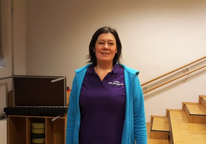 Helsesykepleier Tone Bjørnson Aanderaa i Bydel Frogner, her i rommet hvor 9.-klassingene på Majorstuen skole nettopp hadde fått undervisning i hvordan å forebygge seksuell trakassering og seksuelle overgrep. Helsesykepleier Tone Bjørnson Aanderaa i Bydel Frogner, her i rommet hvor 9.-klassingene på Majorstuen skole nettopp hadde fått undervisning i hvordan å forebygge seksuell trakassering og seksuelle overgrep.