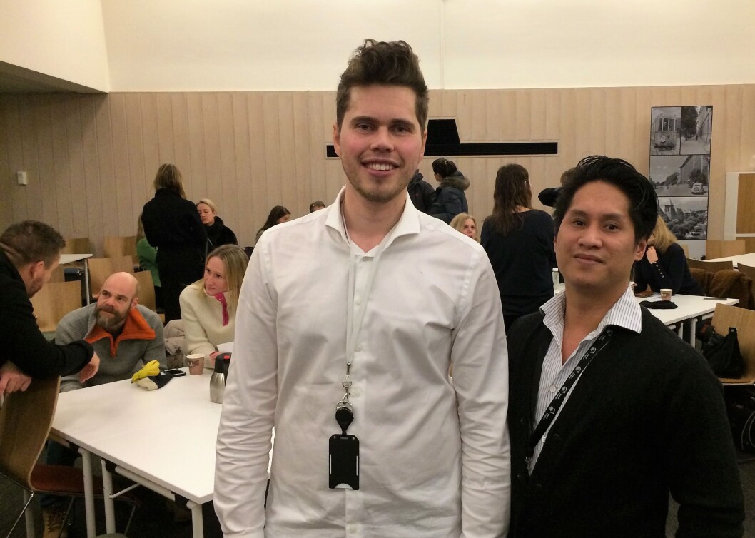 Utekontakt Ivan Daniloff (til v.) og Joachim Nymann fra Ung Arena, stilte på møte i Bydel Frogner for å fortelle om ungdomsarbeidet i bydelen. Utekontakt Ivan Daniloff (til v.) og Joachim Nymann fra Ung Arena, stilte på møte i Bydel Frogner for å fortelle om ungdomsarbeidet i bydelen.