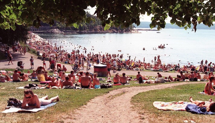 Hvervenbukta er en av de mest populære badestrender om sommeren. Her var det ingen ting å si på vannkvaliteten i 2019. Hvervenbukta er en av de mest populære badestrender om sommeren. Her var det ingen ting å si på vannkvaliteten i 2019.