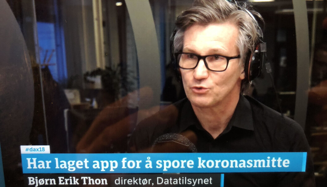 I en alvorlig krisetid som i dag, må andre hensyn enn personvern være overordnet, sier direktør i Datatilsynet, Bjørn Erik Thon. I en alvorlig krisetid som i dag, må andre hensyn enn personvern være overordnet, sier direktør i Datatilsynet, Bjørn Erik Thon.