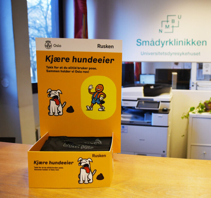 Rusken hundeposer kan du få blant annet på smådyrklinikken ved Veterinærhøyskolen på Adamstuen. Foto: Miriam Alveberg Rusken hundeposer kan du få blant annet på smådyrklinikken ved Veterinærhøyskolen på Adamstuen. Foto: Miriam Alveberg