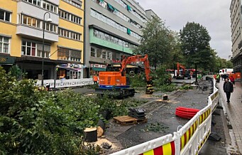 Kommunen fikk miljøpris for ombygging av Olav Vs gate. Leiepris for utslippsfrie maskiner: 12,5 millioner kroner