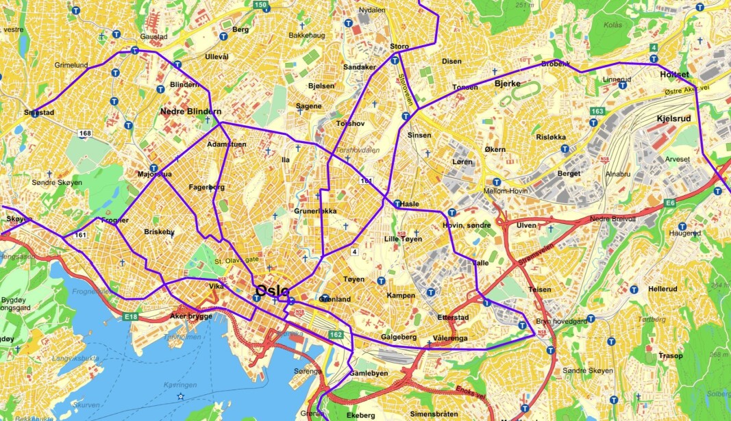 Nytt forslag til trikkekart. Nytt forslag til trikkekart.