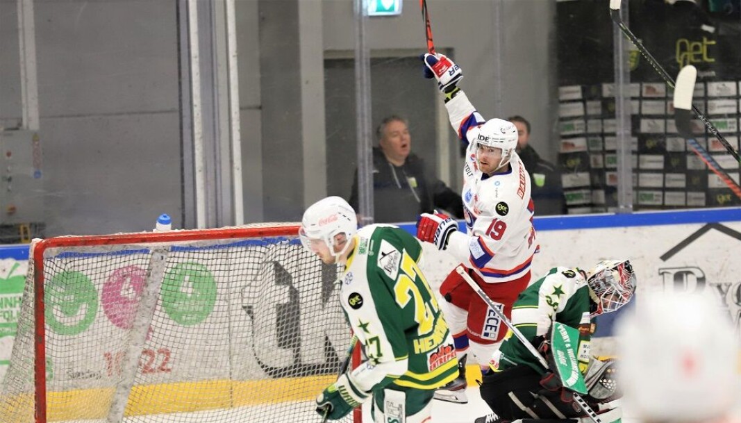 På bildet jubler VIFs Jonas Oppøyen for scoring mot MS. Men oslolagene fikk minst å juble for da kompensasjon for koronastans i sluttspillet ble delt ut. På bildet jubler VIFs Jonas Oppøyen for scoring mot MS. Men oslolagene fikk minst å juble for da kompensasjon for koronastans i sluttspillet ble delt ut.