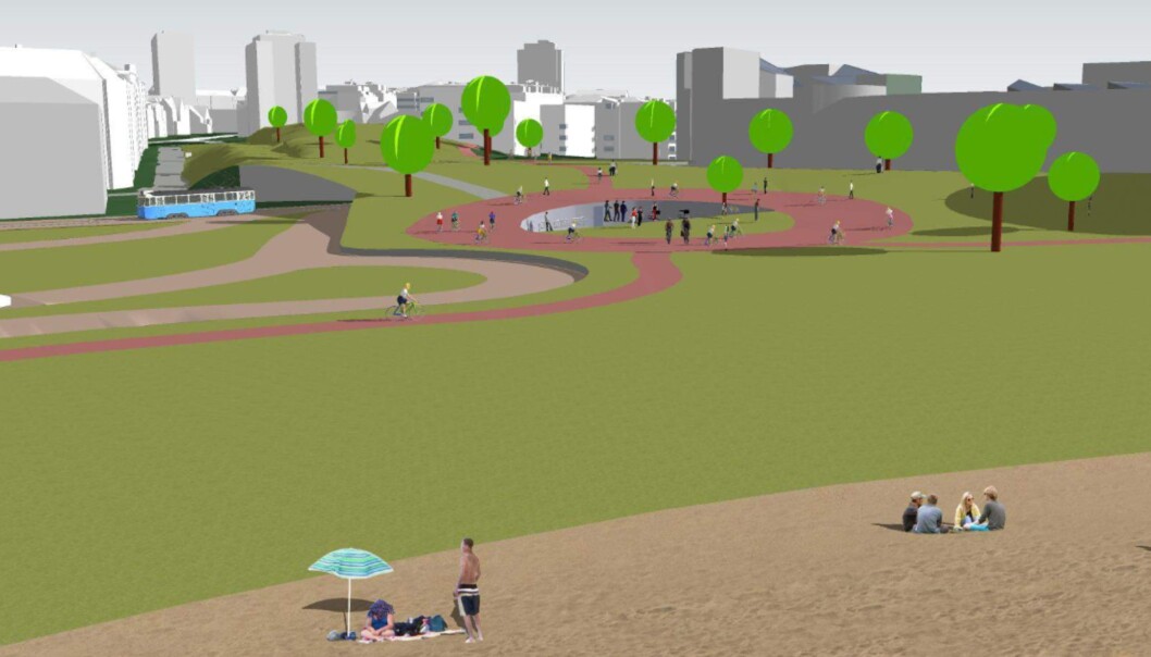 Tinkern på Ruseløkka får kobling til ny strand ved Filipstad i forslaget fra Fjordbyparken. Tinkern på Ruseløkka får kobling til ny strand ved Filipstad i forslaget fra Fjordbyparken.