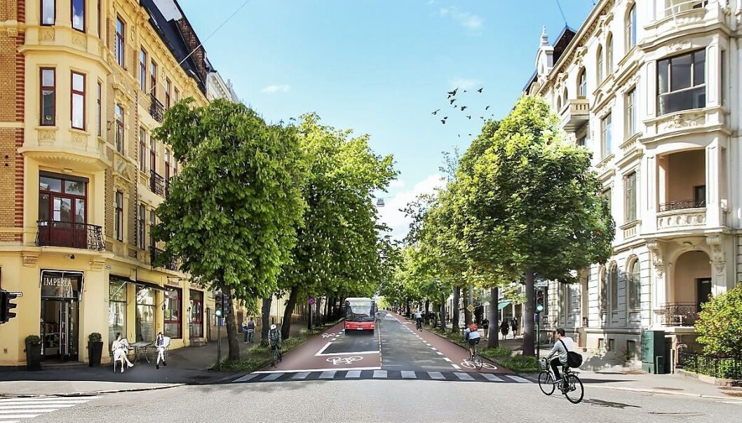 Slik kan det bli seende ut hvis Bygdøy allé blir en ren buss- og sykkelgate. Med sykkelfelt på begge sider av gaten mellom Solli plass og Olav Kyrres plass og videre nedover Drammensveien til Halvdan Svartes gate. Slik kan det bli seende ut hvis Bygdøy allé blir en ren buss- og sykkelgate. Med sykkelfelt på begge sider av gaten mellom Solli plass og Olav Kyrres plass og videre nedover Drammensveien til Halvdan Svartes gate.