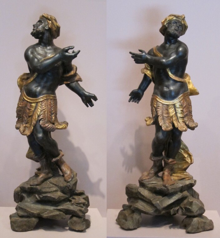 Eksempel på blackamoor-figur. Her med en svart person som danser. Eksempel på blackamoor-figur. Her med en svart person som danser.