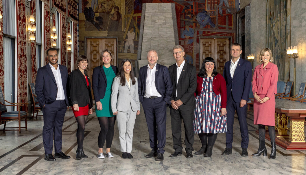Fra venstre: Omar Samy Gamal (SV), Rina Mariann Hansen (AP), Hanna Marcussen (MDG), Lan Marie Nguyen Berg (MDG), Raymond Johansen (AP), Roberg Steen (AP), Victoria Marie Evensen (AP), Einar Wilhelmsen (MDG) og Inga Marte Thorkildsen (SV). Fra venstre: Omar Samy Gamal (SV), Rina Mariann Hansen (AP), Hanna Marcussen (MDG), Lan Marie Nguyen Berg (MDG), Raymond Johansen (AP), Roberg Steen (AP), Victoria Marie Evensen (AP), Einar Wilhelmsen (MDG) og Inga Marte Thorkildsen (SV).
