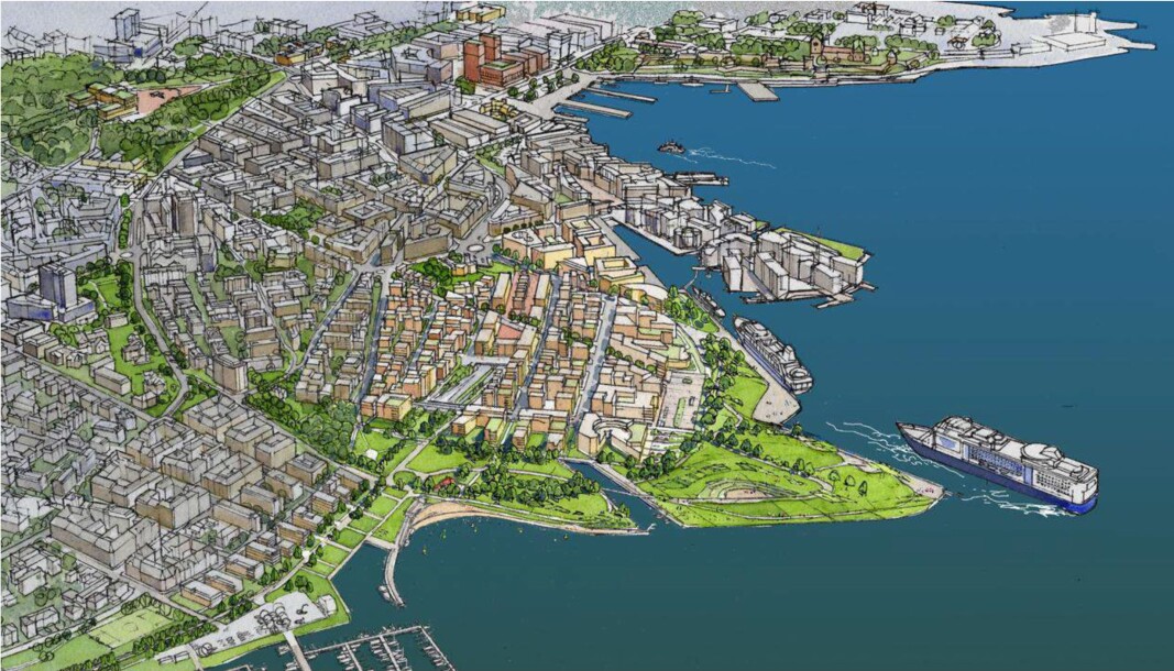 Slik ser Naturvernforbundets alternative plan for Filipstad, kalt Fjordbyparken, ut. Slik ser Naturvernforbundets alternative plan for Filipstad, kalt Fjordbyparken, ut.