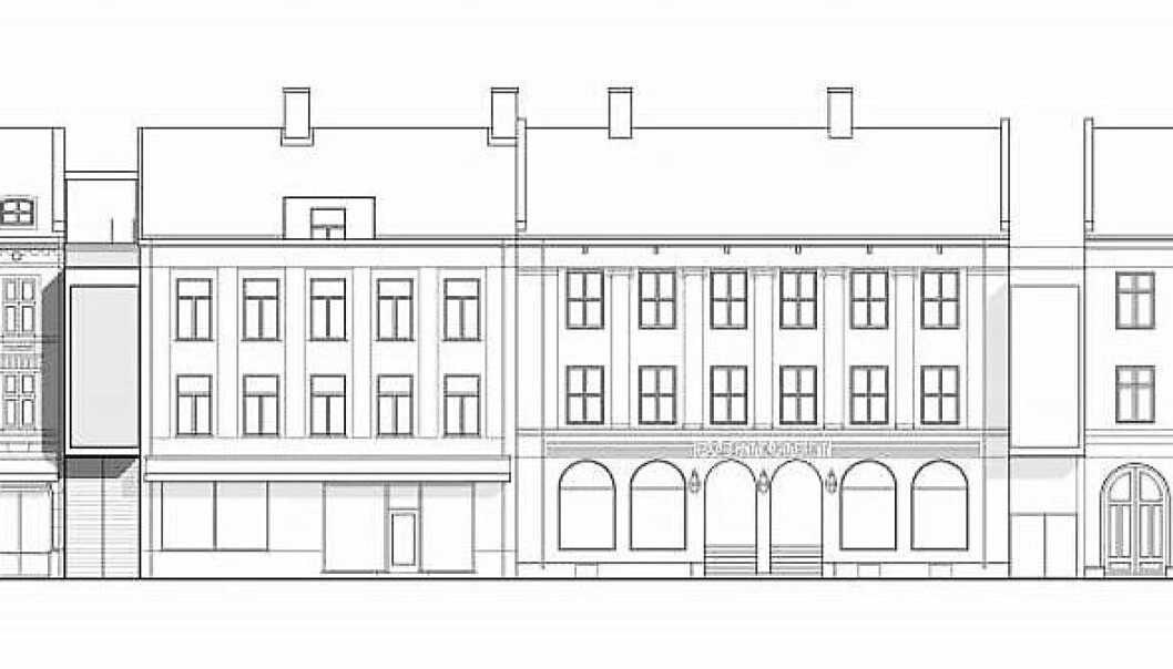 Olav Ryes plass 9 1/2 til venstre. Til høyre ligger Parkteatret og passasjen ved siden av denne igjen. Olav Ryes plass 9 1/2 til venstre. Til høyre ligger Parkteatret og passasjen ved siden av denne igjen.