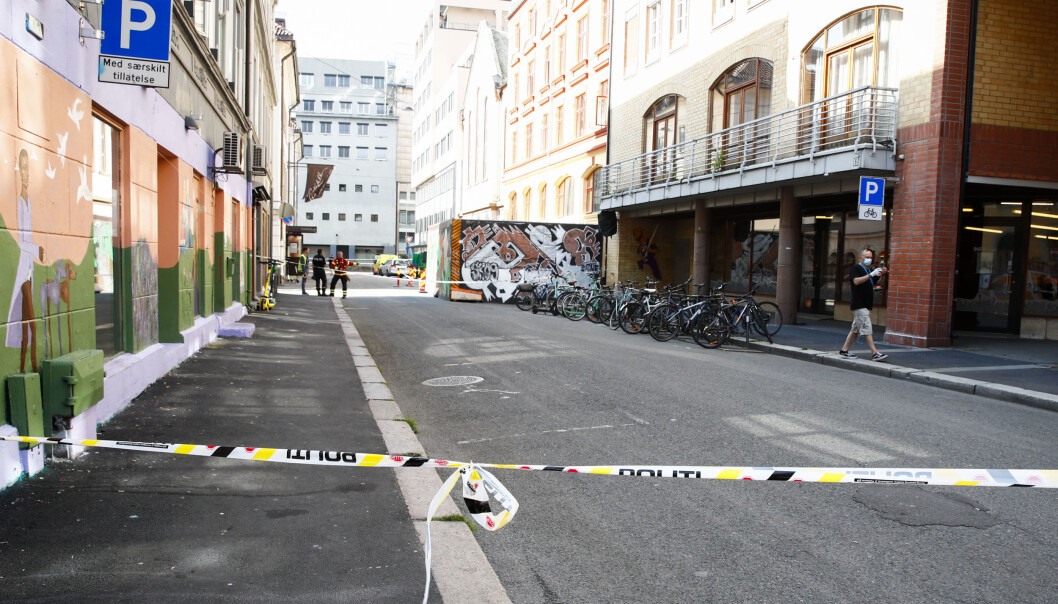 Et stort område ved Mariboes gate og Badstugata ble sperret av i forbindelse med utslippet. Et stort område ved Mariboes gate og Badstugata ble sperret av i forbindelse med utslippet.