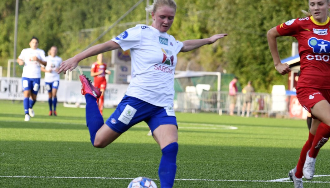 Rikke Madsen var en viktig del av Vålerengas-sliteseier mot Røa onsdag kveld. Her scorer hun 1-1-målet. Rikke Madsen var en viktig del av Vålerengas-sliteseier mot Røa onsdag kveld. Her scorer hun 1-1-målet.