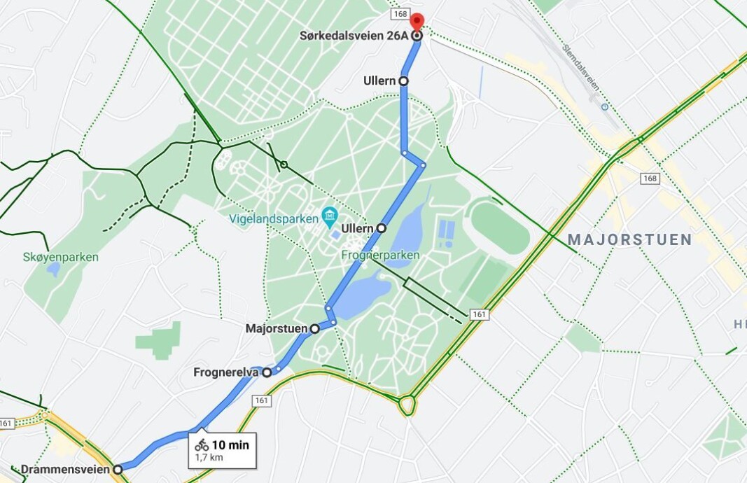 Rutesporet for turen gjennom Frognerparken og langs Frognerbekken. Rutesporet for turen gjennom Frognerparken og langs Frognerbekken.