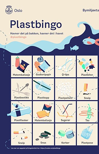 Her ser vi hele bingobrettet, med alt fra tau til plastposter. Her ser vi hele bingobrettet, med alt fra tau til plastposter.