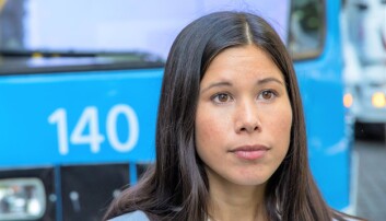 Byråd for miljø og samferdsel Lan Marie Berg foran trikken. Byråd for miljø og samferdsel Lan Marie Berg foran trikken.