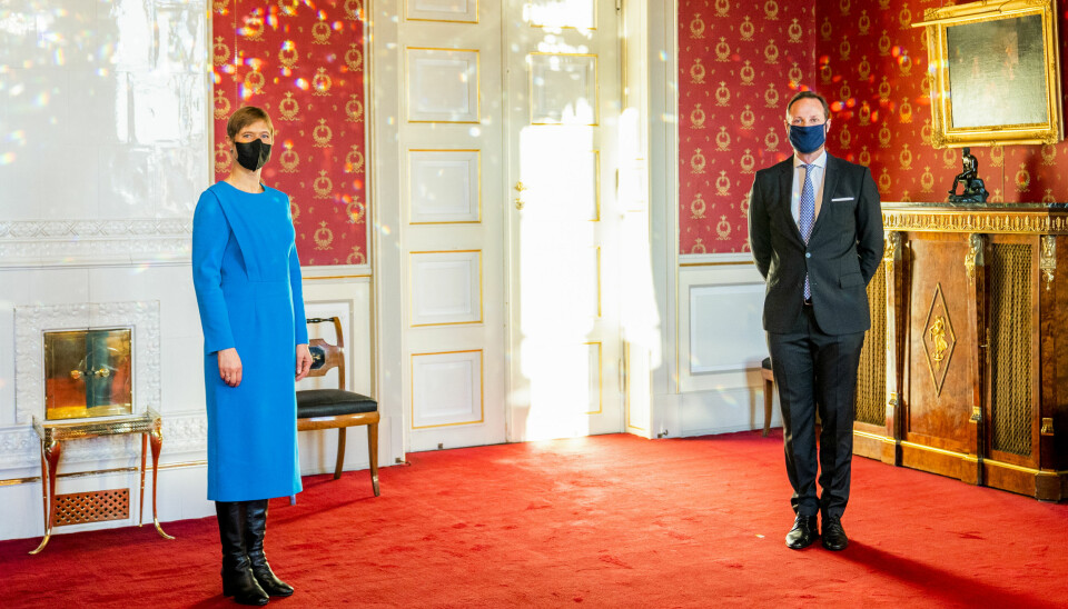 Kronprins Haakon tok i mot Estlands president Kersti Kaljulaid i audiens på Slottet i fredag.