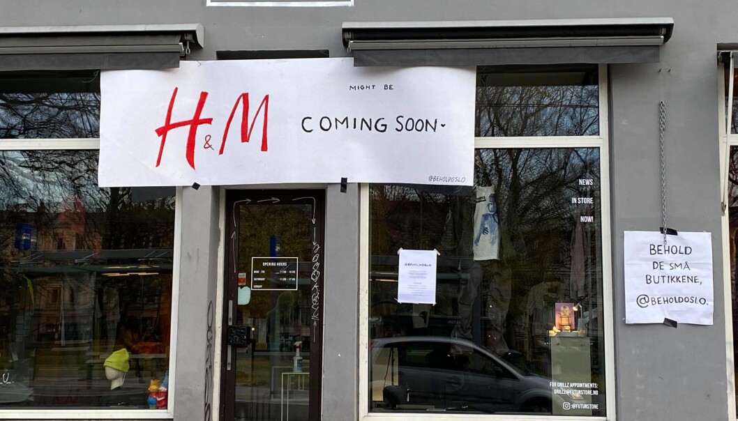 Behold de små butikkene , sier aksjonister på Grünerløkka. Behold de små butikkene , sier aksjonister på Grünerløkka.