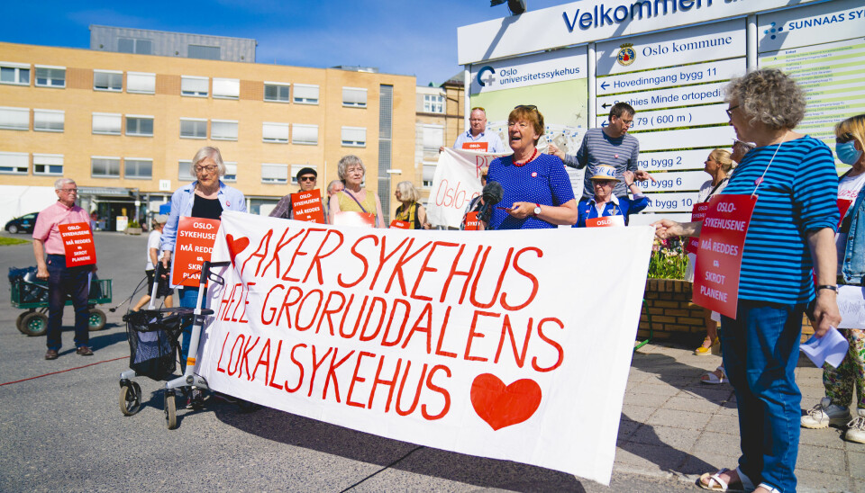 Oslo-ordfører Marianne Borgen (SV) holder appell under demonstrasjonen utenfor Aker Sykehus sommeren 2020.