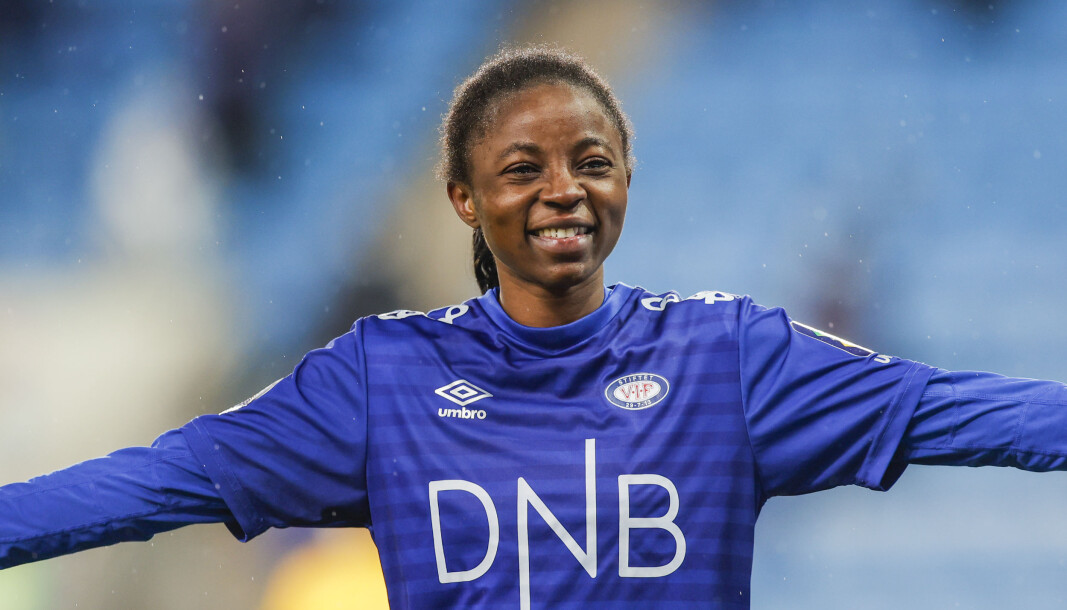 Ajara Njoya jubler etter cupfinaleseieren tidligere i desember. Ajara Njoya jubler etter cupfinaleseieren tidligere i desember.