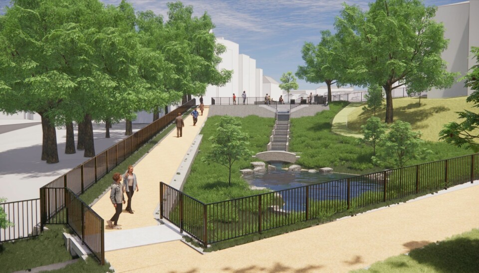 Slik ser man for seg at Klosterenga park skal se ut i løpet av 2022.