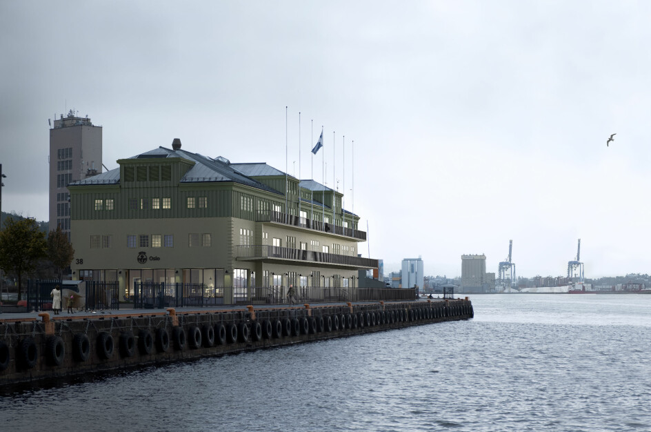 Illustrasjon av Oslo Havns lokaler i Skur 38 slik det vil se ut etter rehabiliteringen som er ferdig i 2022.