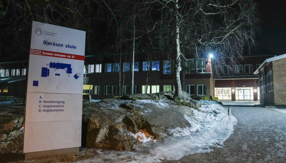 Oslo 20210308. Bjøråsen skole i Groruddalen i Oslo er stengt på grunn av det store utbruddet av koronaviruset.