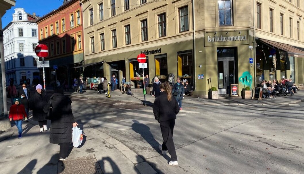 Markveien en vinterdag før koronaen traff bydelen. Markveien en vinterdag før koronaen traff bydelen.
