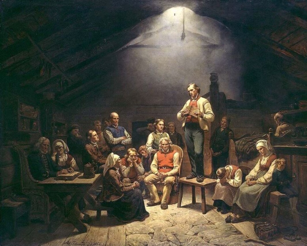 Haugianerne malt av Adolph Tidemand i 1852. Haugianerne malt av Adolph Tidemand i 1852.