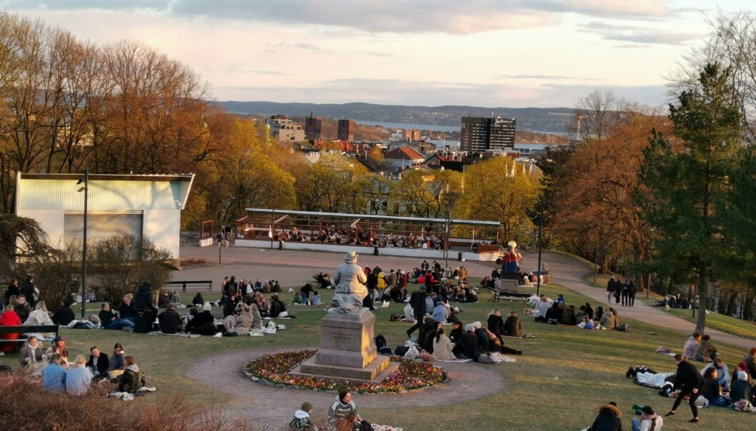 Slik så det ut nesten øverst på St. Hanshaugen tidlig på lørdagkvelden denne helgen. Slik så det ut nesten øverst på St. Hanshaugen tidlig på lørdagkvelden denne helgen.