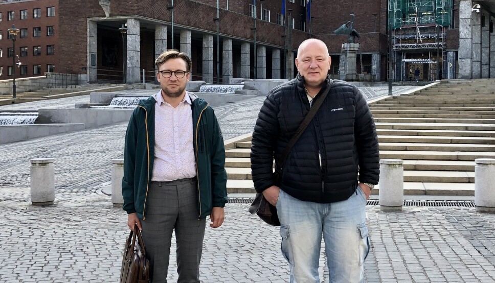 Sjefsforhandlerne for kommunen er Per Egil Johansen (t.v.) og Roger Dehlin, som leder Fagforbundet Oslo og Kommuneansattes Hovedsammenslutning.