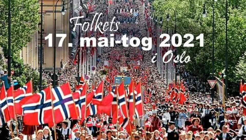 Dette bildet med tekst spres i sosiale medier. Koronafornektere oppfordrer folk fra hele landet til å møte opp ved Oslo rådhus 17. mai.