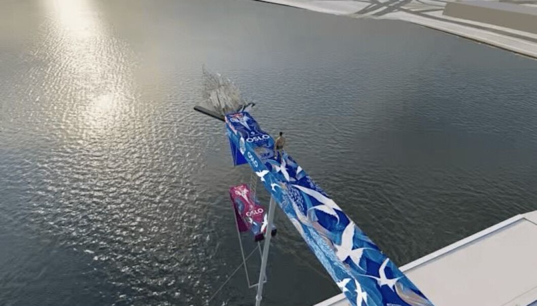 27 meter over vannflaten står plattformen stuperne kaster seg ut fra. 27 meter over vannflaten står plattformen stuperne kaster seg ut fra.