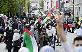 Eidsvolls plass: To til tre tusen mennesker demonstrerte mot israelske angrep på Palestina