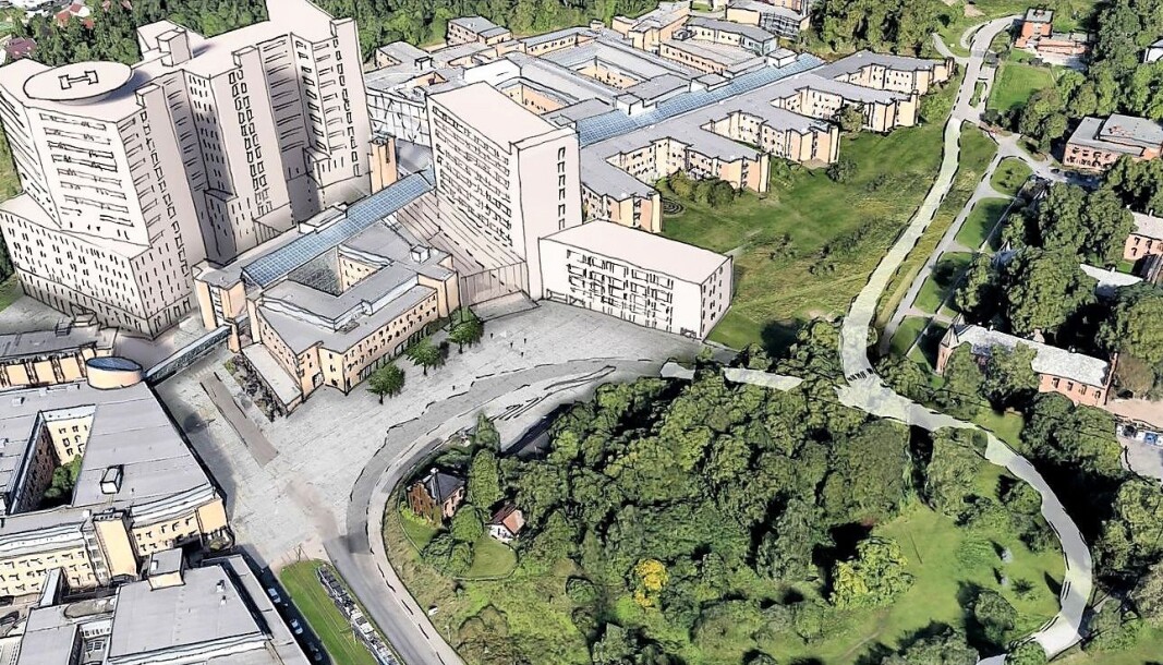 Den foreløpige skissen over nytt sykehus på Gaustad som inngår i Helse Sør-Østs store sykehusplan. Den foreløpige skissen over nytt sykehus på Gaustad som inngår i Helse Sør-Østs store sykehusplan.