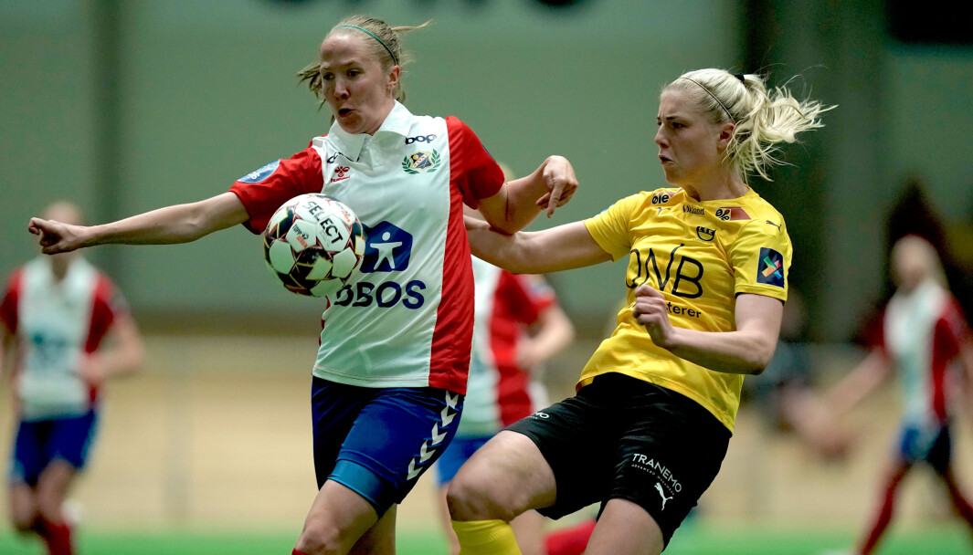 Lyns Maja Nordahl mot LSKs Sophie Romàn Haug under Toppserien i fotball for kvinner mellom LSK Kvinner og Lyn i LSK hallen. Foto: Stian Lysberg Solum / NTB Lyns Maja Nordahl mot LSKs Sophie Romàn Haug under Toppserien i fotball for kvinner mellom LSK Kvinner og Lyn i LSK hallen. Foto: Stian Lysberg Solum / NTB