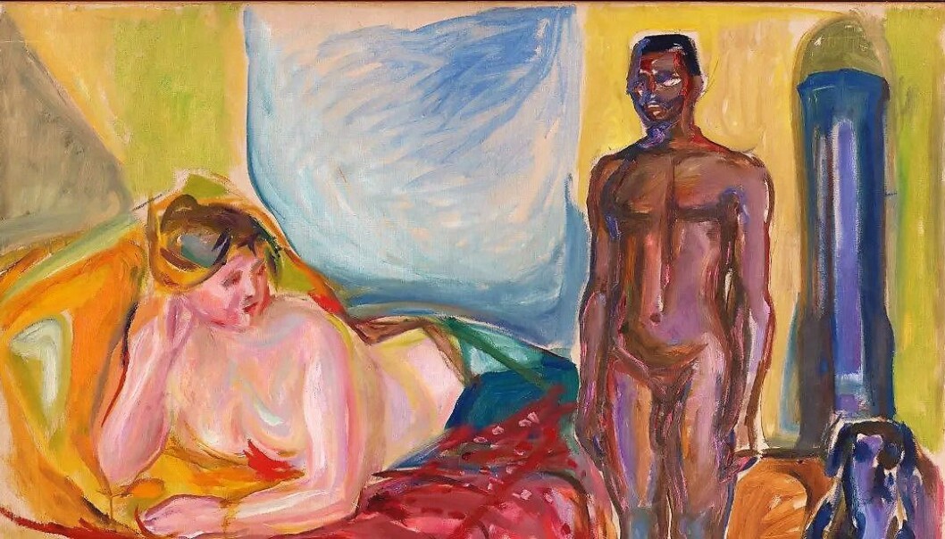Kleopatra og slaven av Edvard Munch. Olje på lerret 1916-21. Kleopatra og slaven av Edvard Munch. Olje på lerret 1916-21.