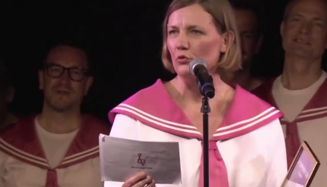 Dirigent Therese Kinzler Eriksen en var også på festen i 2003, hvor ideen om koret kom. Frihetsfølelsen fra festen har hun tatt med videre inn i frihet fra sjangere og forventninger, sa hun i takketalen sin. Dirigent Therese Kinzler Eriksen en var også på festen i 2003, hvor ideen om koret kom. Frihetsfølelsen fra festen har hun tatt med videre inn i frihet fra sjangere og forventninger, sa hun i takketalen sin.