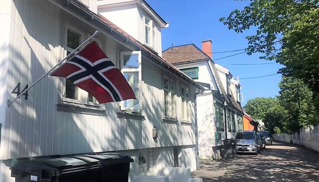 Flagget var på plass på Hylla for å feire torsdagens delseier Flagget var på plass på Hylla for å feire torsdagens delseier