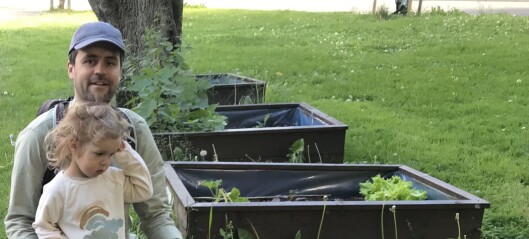 Martin (37) lærer datteren om blomstring, liv og vekst. Men mange må vente lenge for å få et lite, urbant jordstykke Martin (37) lærer datteren om blomstring, liv og vekst. Men mange må vente lenge for å få et lite, urbant jordstykke