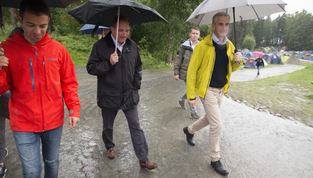 Daværende AUF-leder Mani Hussaini (t.v.), Sveriges statsminister Stefan Löfven og Ap-leder Jonas Gahr Støre på Utøya i 2016. Foto: Håkon Mosvold Larsen / NTB Daværende AUF-leder Mani Hussaini (t.v.), Sveriges statsminister Stefan Löfven og Ap-leder Jonas Gahr Støre på Utøya i 2016. Foto: Håkon Mosvold Larsen / NTB