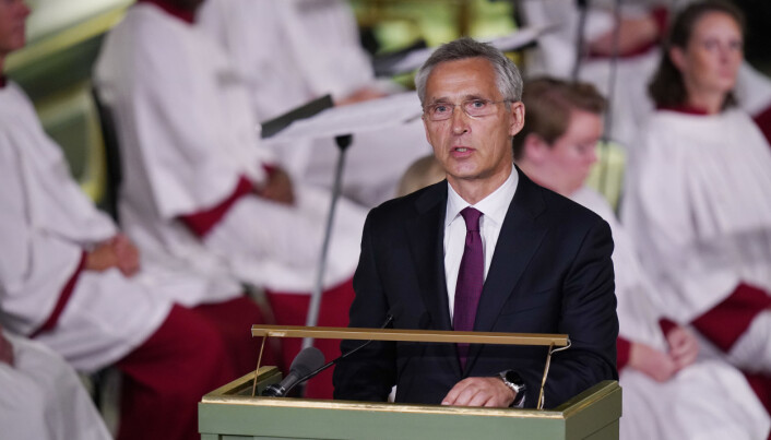 Nato-sjef Jens Stoltenberg brukte i sin tale i gudstjenesten i Oslo domkirke 22. juli hærverket mot Benjamin Hermansens minnesmerke på Holmlia denne uken som et eksempel på at hatet fortsatt eksisterer. Foto: Torstein Bøe / NTB / POOL Nato-sjef Jens Stoltenberg brukte i sin tale i gudstjenesten i Oslo domkirke 22. juli hærverket mot Benjamin Hermansens minnesmerke på Holmlia denne uken som et eksempel på at hatet fortsatt eksisterer. Foto: Torstein Bøe / NTB / POOL