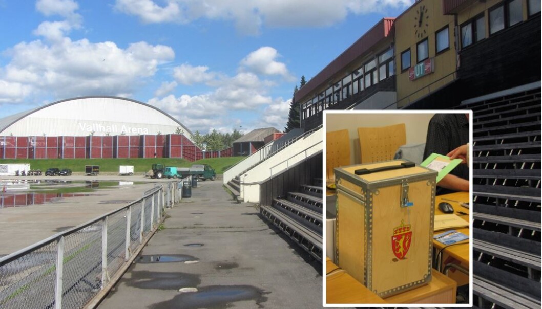 Her, på Valle Hovin, mellom Valhall og Intility arena, kommer det et drive-in stemmelokale. Her, på Valle Hovin, mellom Valhall og Intility arena, kommer det et drive-in stemmelokale.