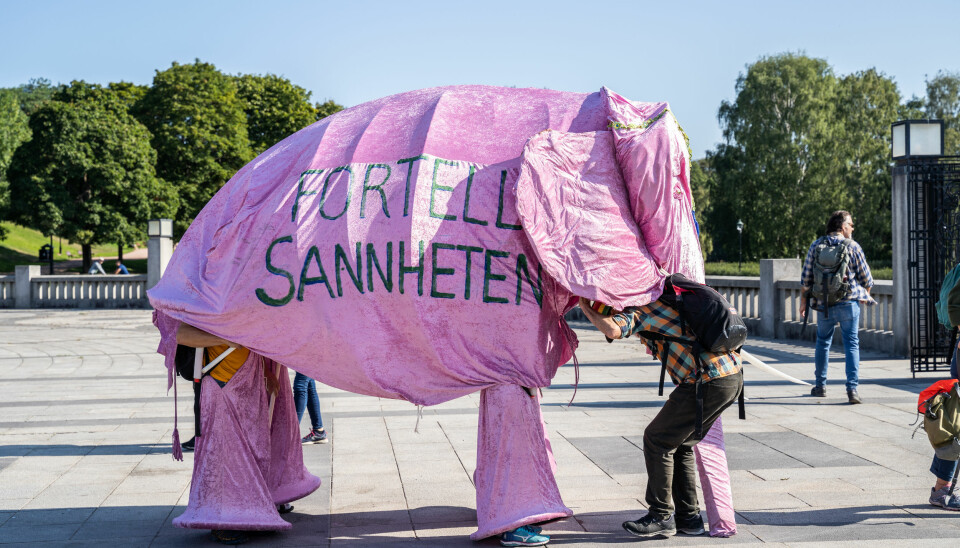 Nordic Rebellion aksjonerer for klimaet i Vigelandsparken mandag formiddag,