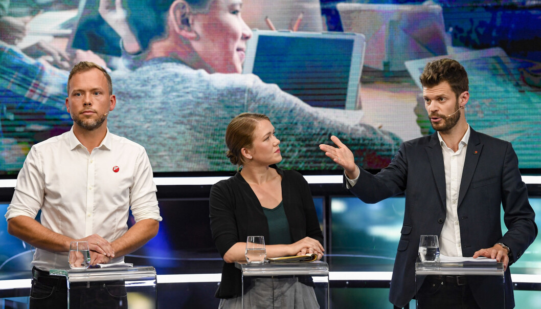 Audun Lysbakken (SV), Une Bastholm (MDG) og Bjørnar Moxnes (Rødt) har grunn til å være tilfreds med den siste Oslo-målingen. Audun Lysbakken (SV), Une Bastholm (MDG) og Bjørnar Moxnes (Rødt) har grunn til å være tilfreds med den siste Oslo-målingen.
