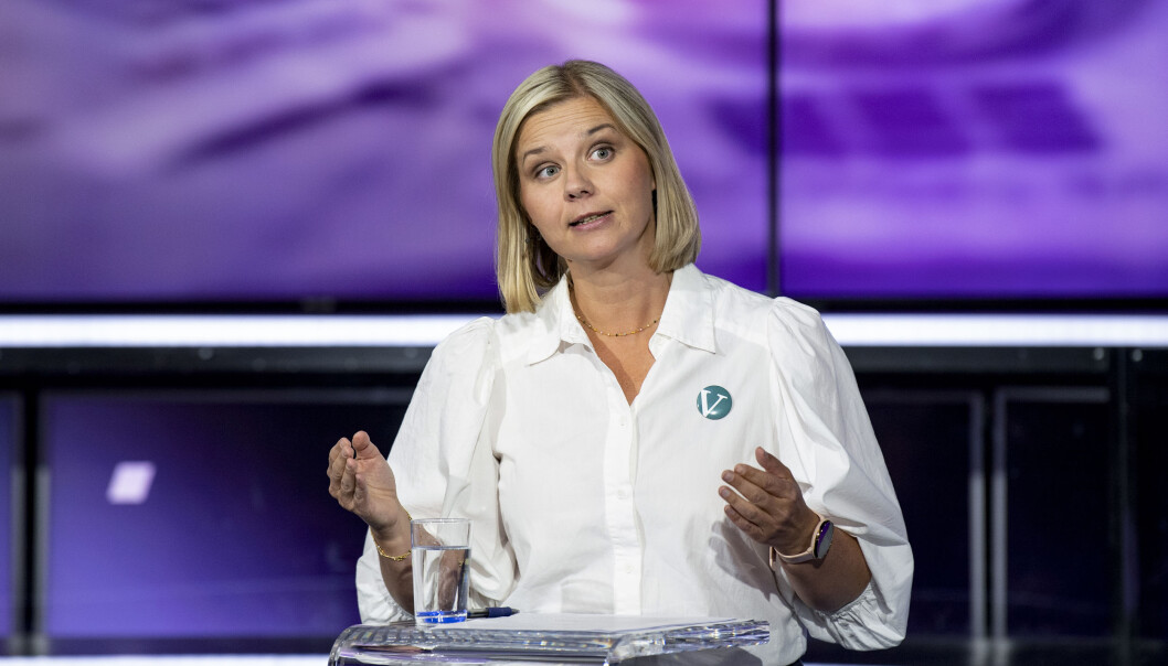 Venstres leder Guri Melby fra partilederdebatten i Bergen tirsdag kveld. Venstres leder Guri Melby fra partilederdebatten i Bergen tirsdag kveld.
