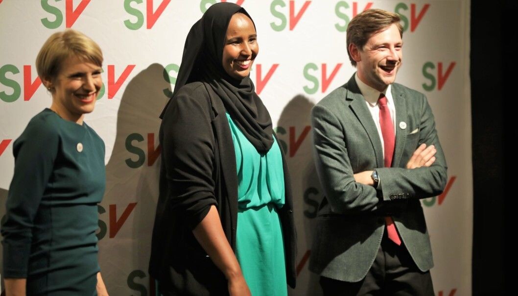 SVs kommende stortingsrepresentanter Kari Elisabeth Kaski, Marian Hussein og Andreas Sjalg Unneland. SVs kommende stortingsrepresentanter Kari Elisabeth Kaski, Marian Hussein og Andreas Sjalg Unneland.