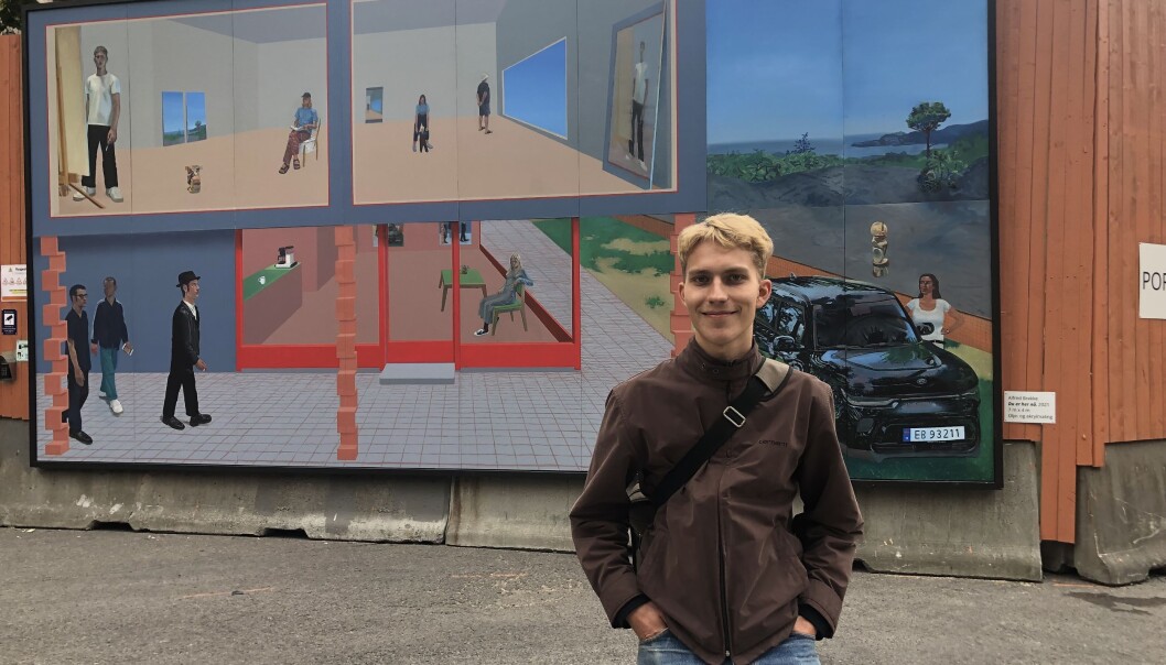 Kunstner Alfred Brekke synes det er stas å vise frem kunsten sin sentralt i Oslo. Kunstner Alfred Brekke synes det er stas å vise frem kunsten sin sentralt i Oslo.